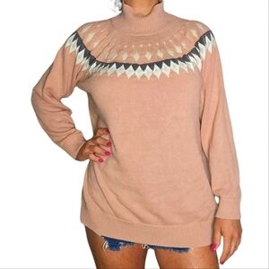 Michel Studio Size 2X Large Knit Turtleneck Sweater Peach Long Sleeve
